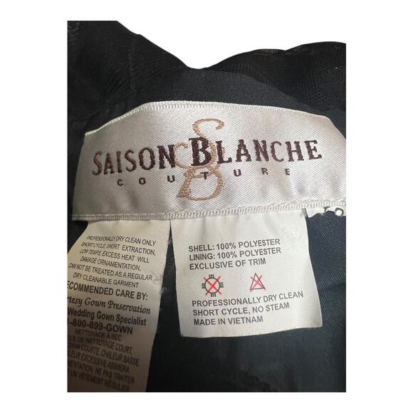 Saison Blanche Couture Black Sheer Lace Formal Dress Gown Black Tie S / M - Picture 12 of 12